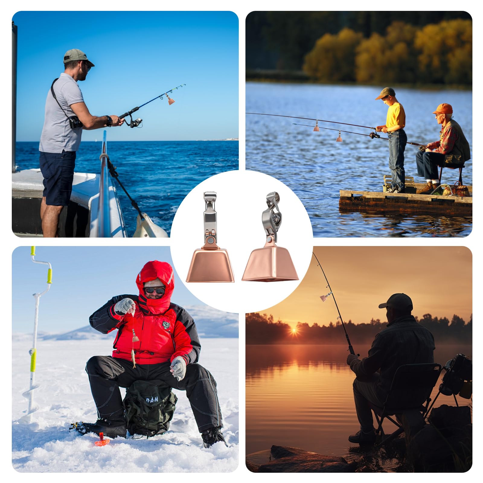 12-piece set of fishing bells for rods