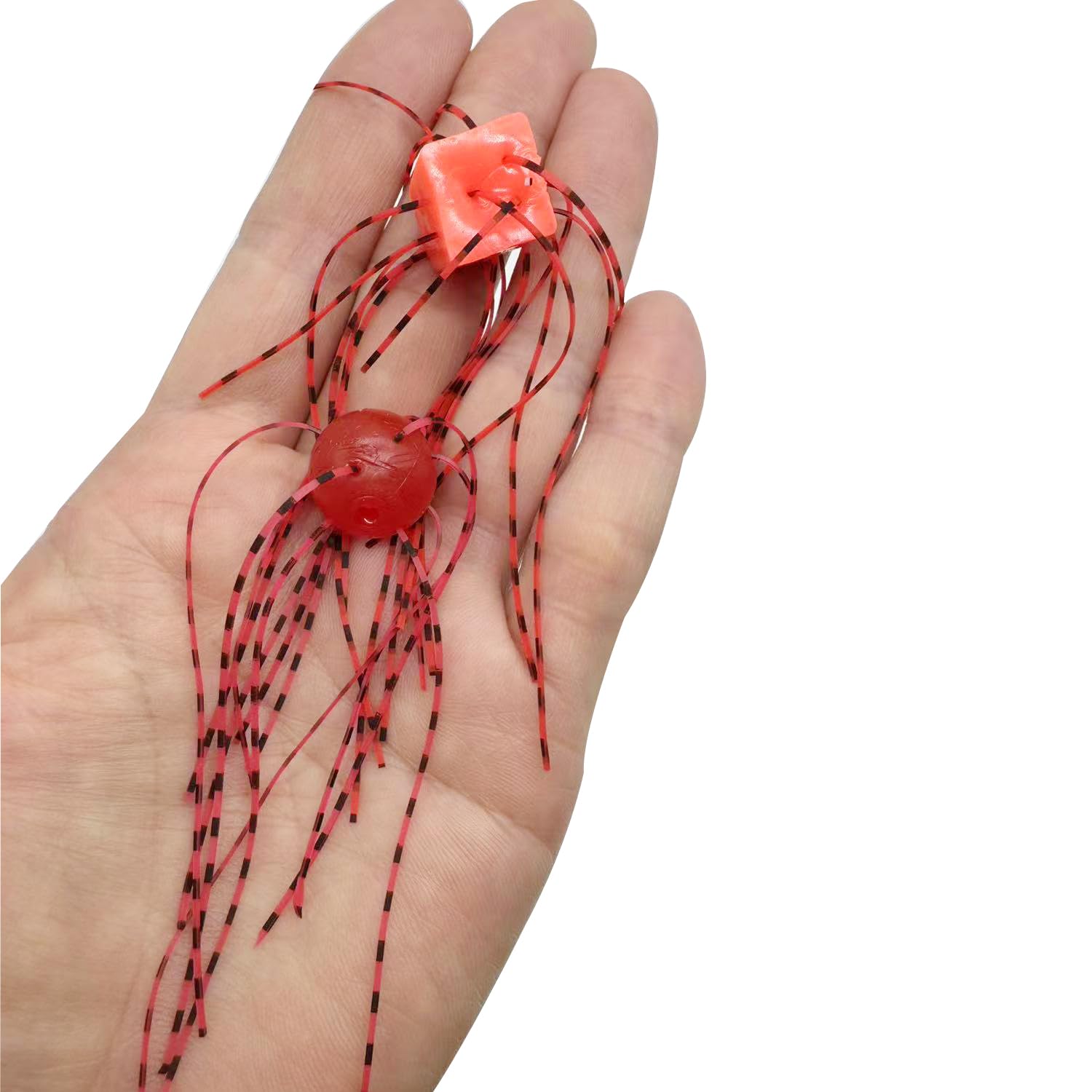 12-piece lure kit showing square and round body shapes with multistrand silicone skirts