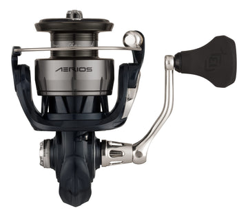 13 FISHING Aerios hybrid handle closeup shows ergonomic grip for long sessions.