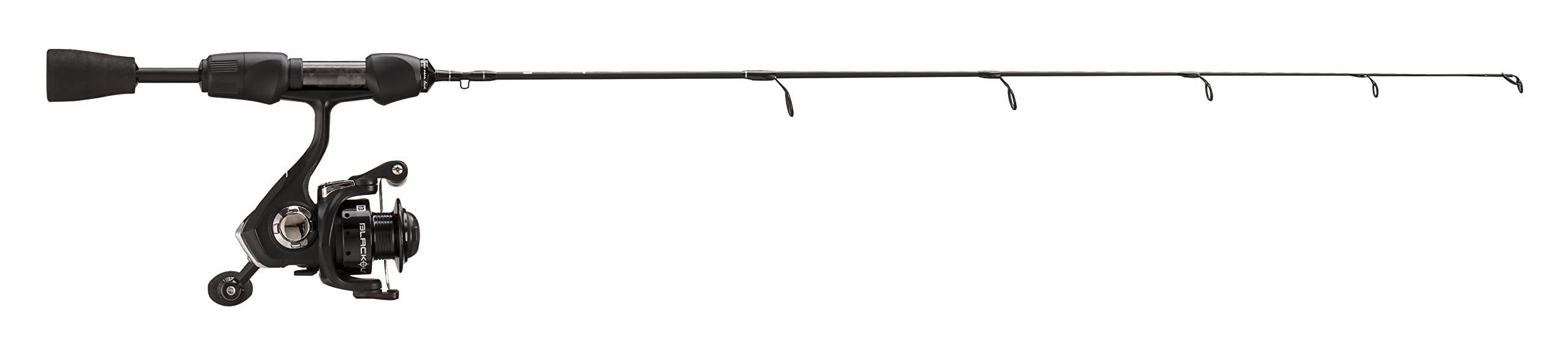 13 Fishing Blackout Ice Combo ergonomic handle close-up for comfortable long casting.