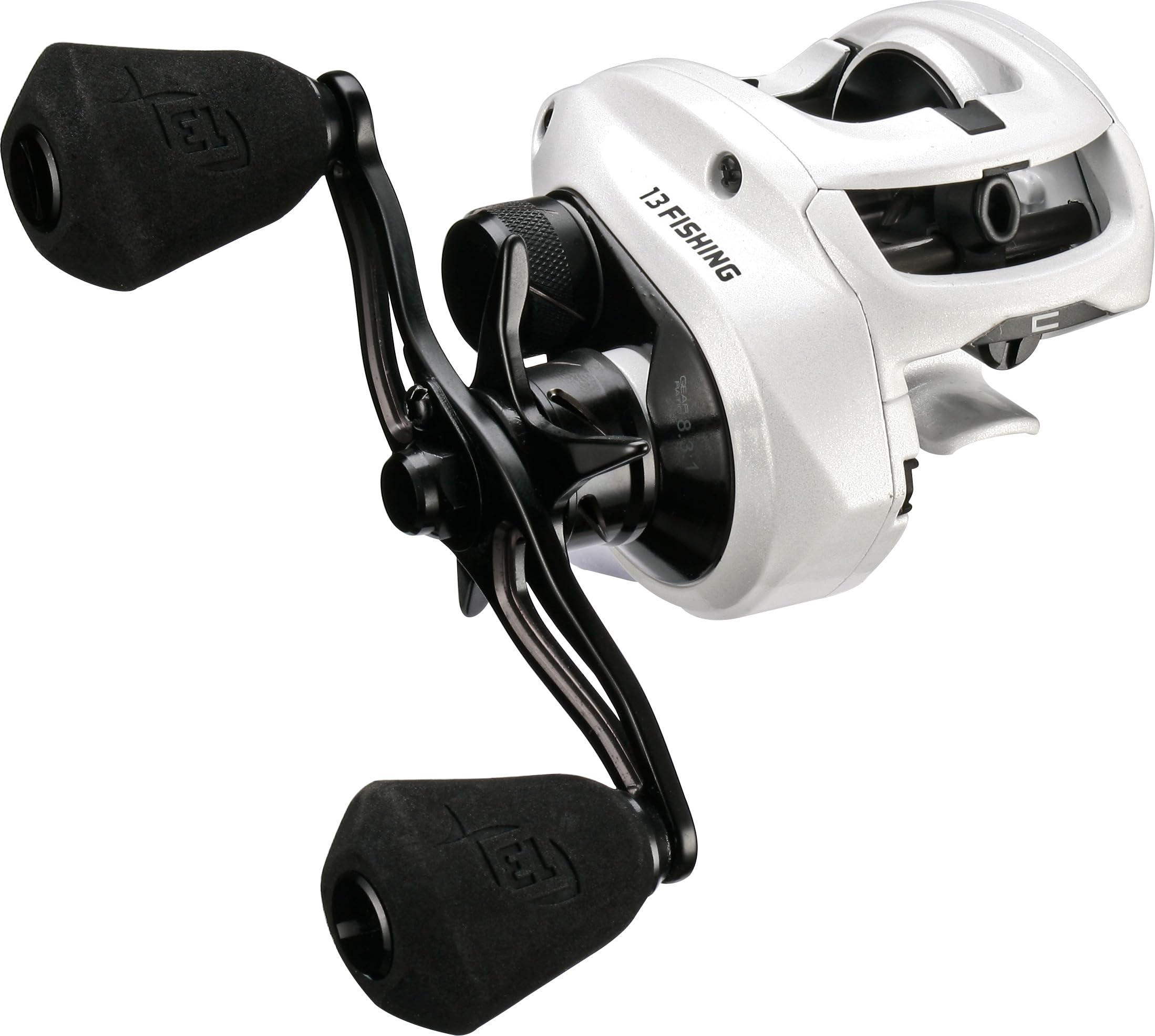 13 FISHING Concept C2 reel front view emphasizes lightweight frame for all-day casting.