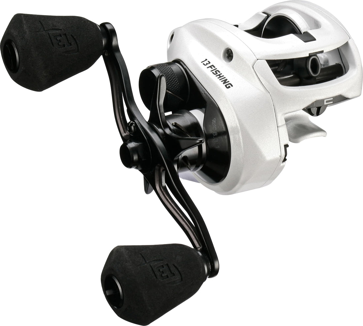 13 FISHING Concept C2 reel front view emphasizes lightweight frame for all-day casting.