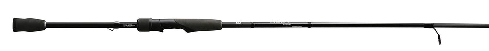 13 FISHING Defy Black 6'7\" spinning rod tip close-up for sensitive lure presentation.