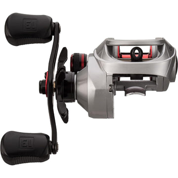 Origin F1 baitcast reel back view shows Beetle Wing side plate for rapid access.