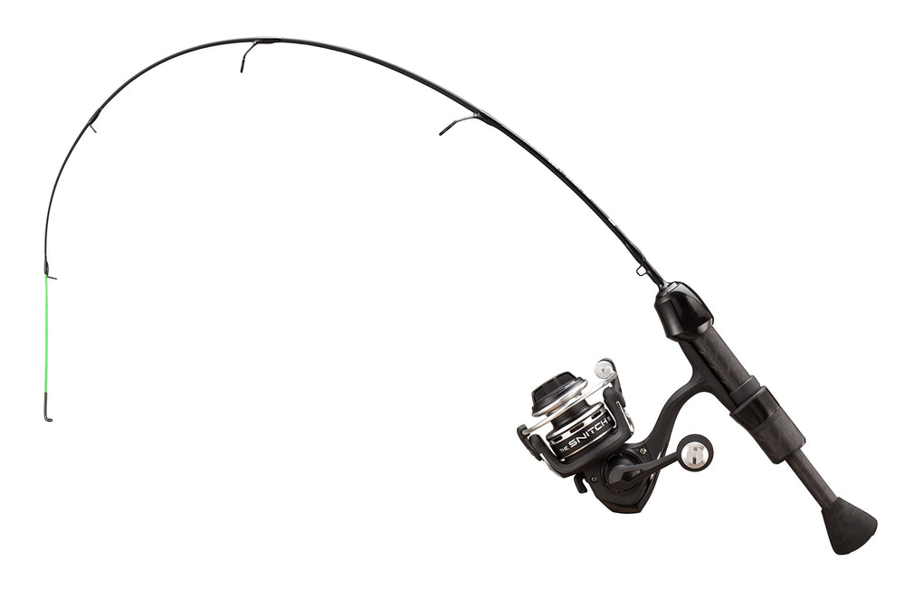 13 Fishing Snitch Pro ice combo with 32-inch reel showcases rugged build for reliable bite detection.