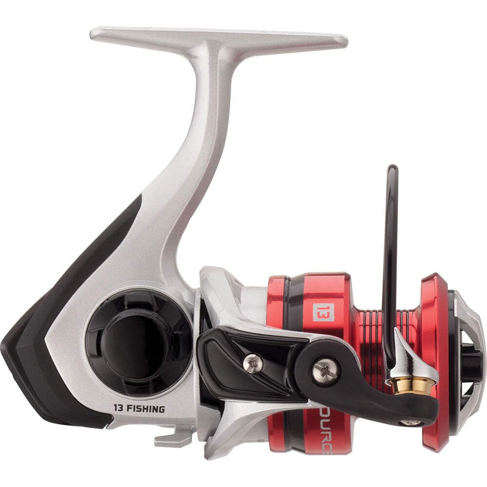 13 FISHING Source F spinning reel drag system uses 6 carbon fiber discs for smooth tension.