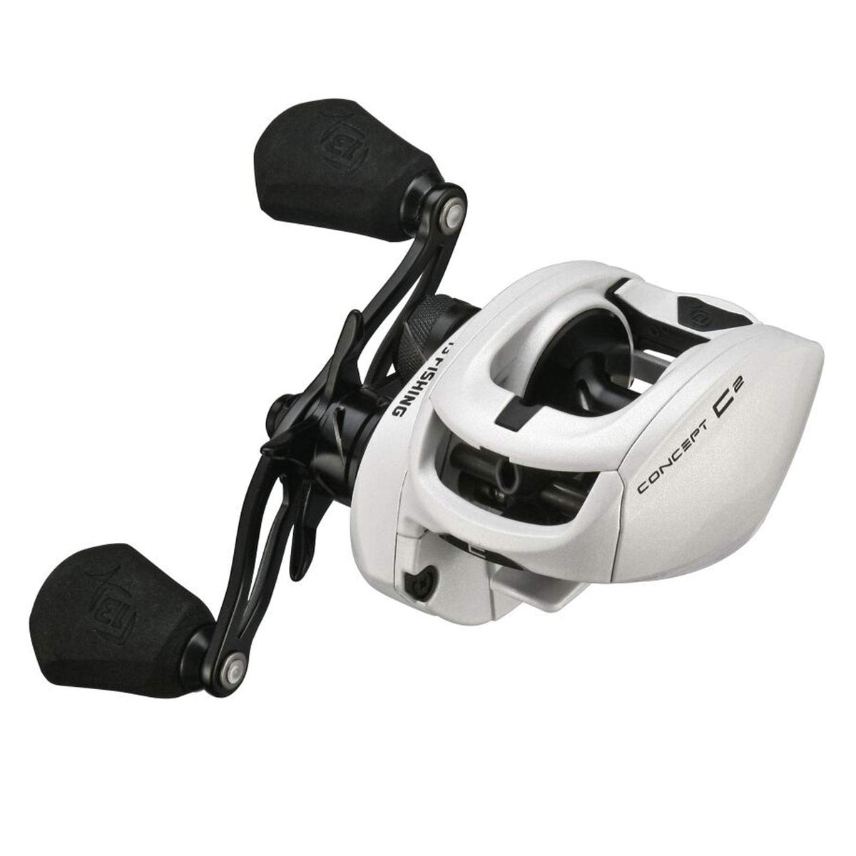 13 FISHING Concept C2 low-profile reel in action, lightweight for all-day casting.