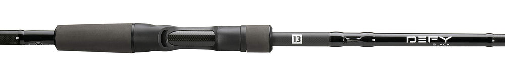 Brand label on the Defy Black rod signals reliability.