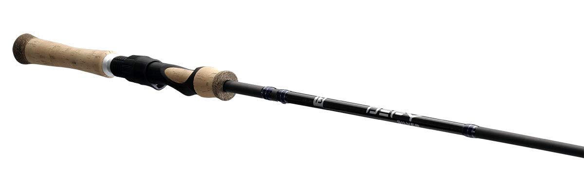 13 FISHING Defy Silver 6'6 UL spinning rod reel-seat close-up shows clean connection.