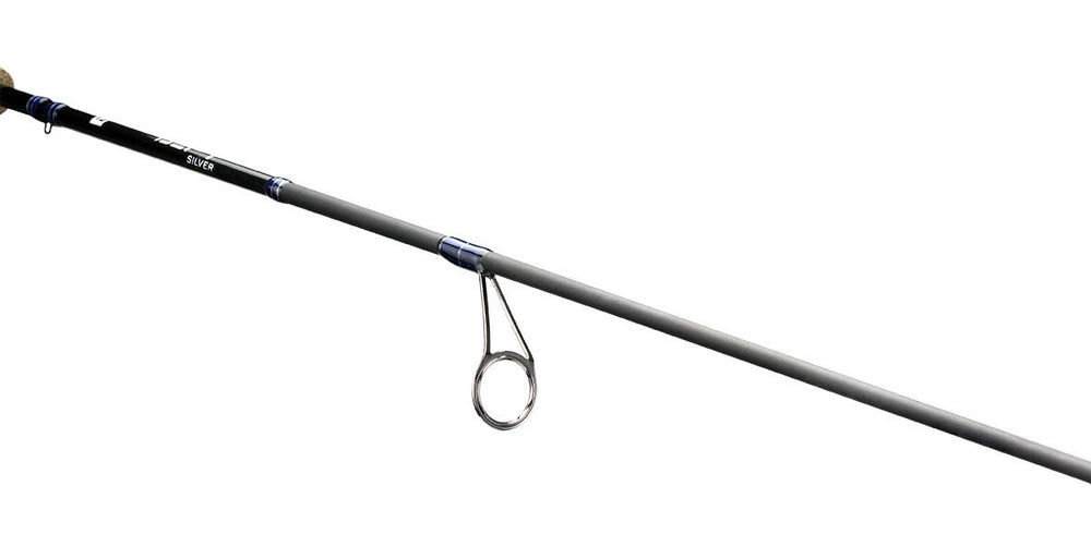 13 FISHING Defy Silver 7'0" UL spinning rod in action shows sensitivity and control.