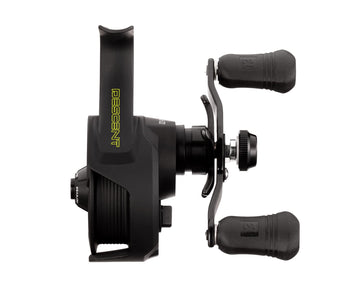Descent Gen 2 inline ice reel with one-year warranty card for peace of mind.