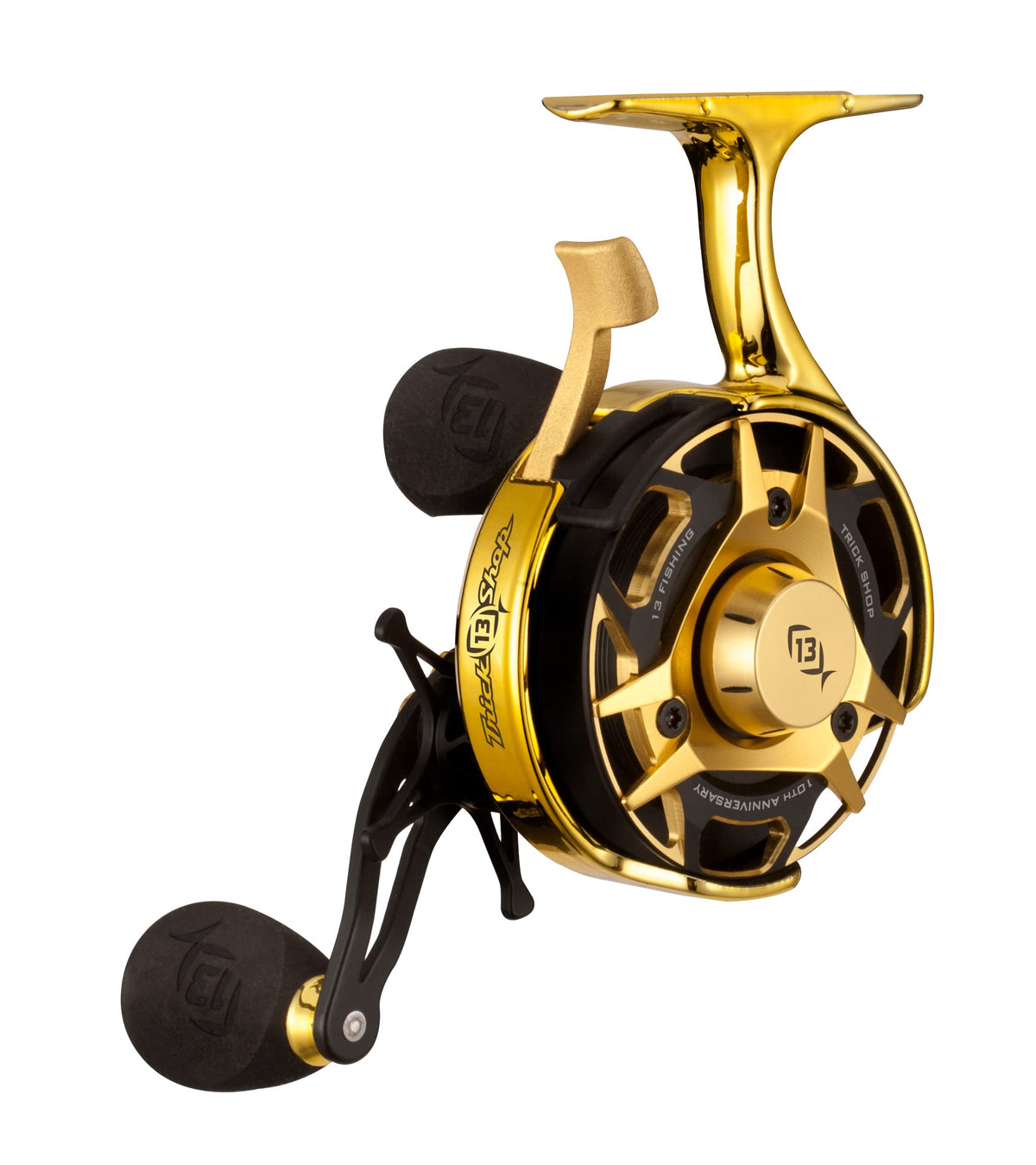 13 Fishing Freefall Carbon inline ice reel with Trick Shop edition, optimized for a stable, precise drop