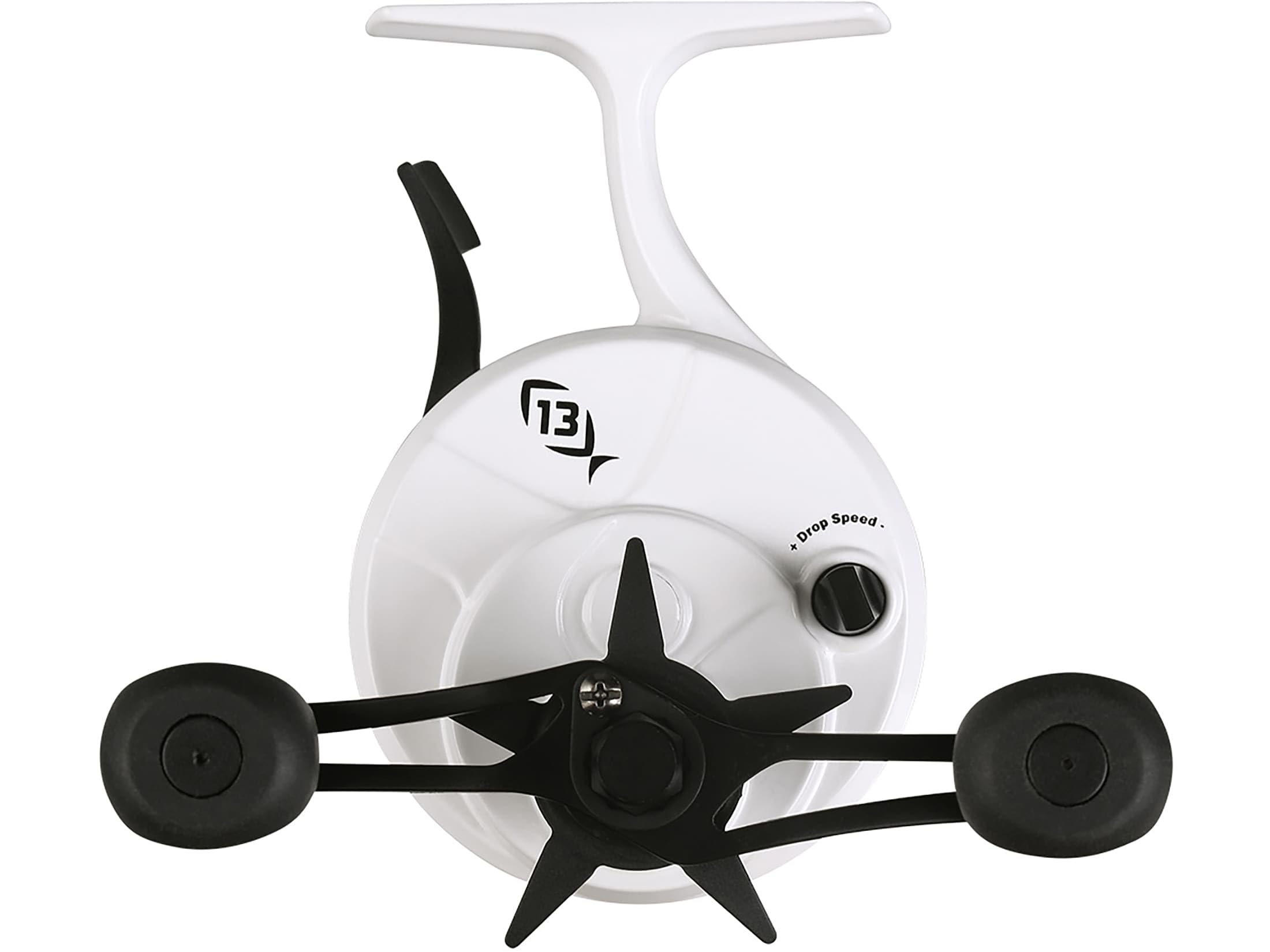 13 FISHING Graphite frame close-up emphasizes cold weather durability