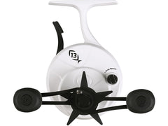 13 FISHING Graphite frame close-up emphasizes cold weather durability