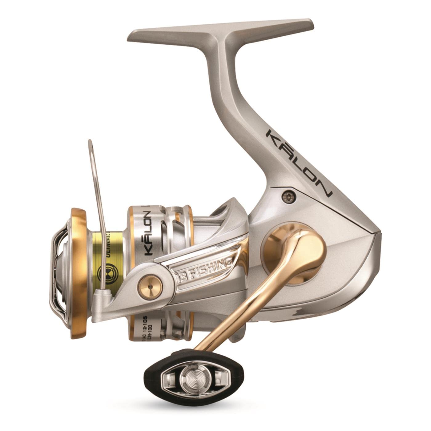 Kalon C Spinning Reel front view shows rugged aluminum drive gear for durable sessions.