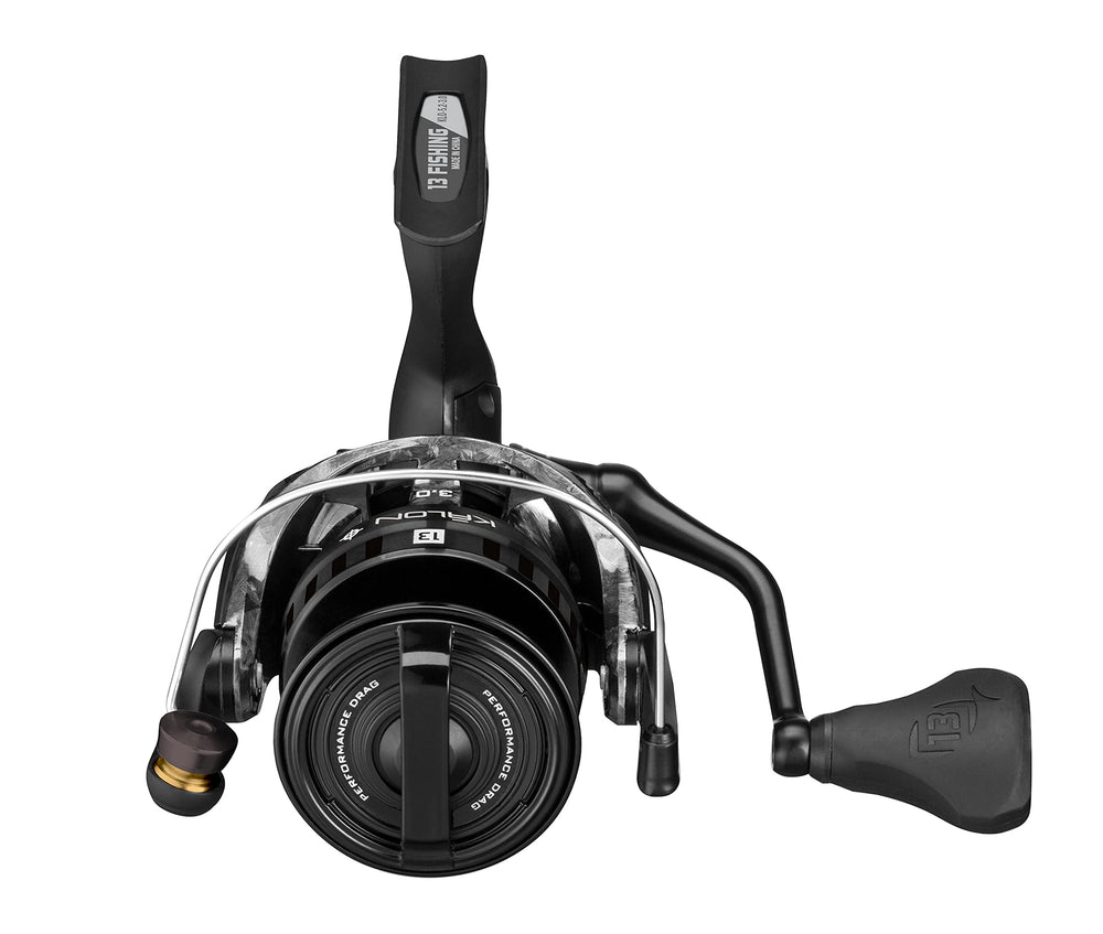 13 Fishing Kalon O Blackout glide oscillation close-up for smooth line lay.
