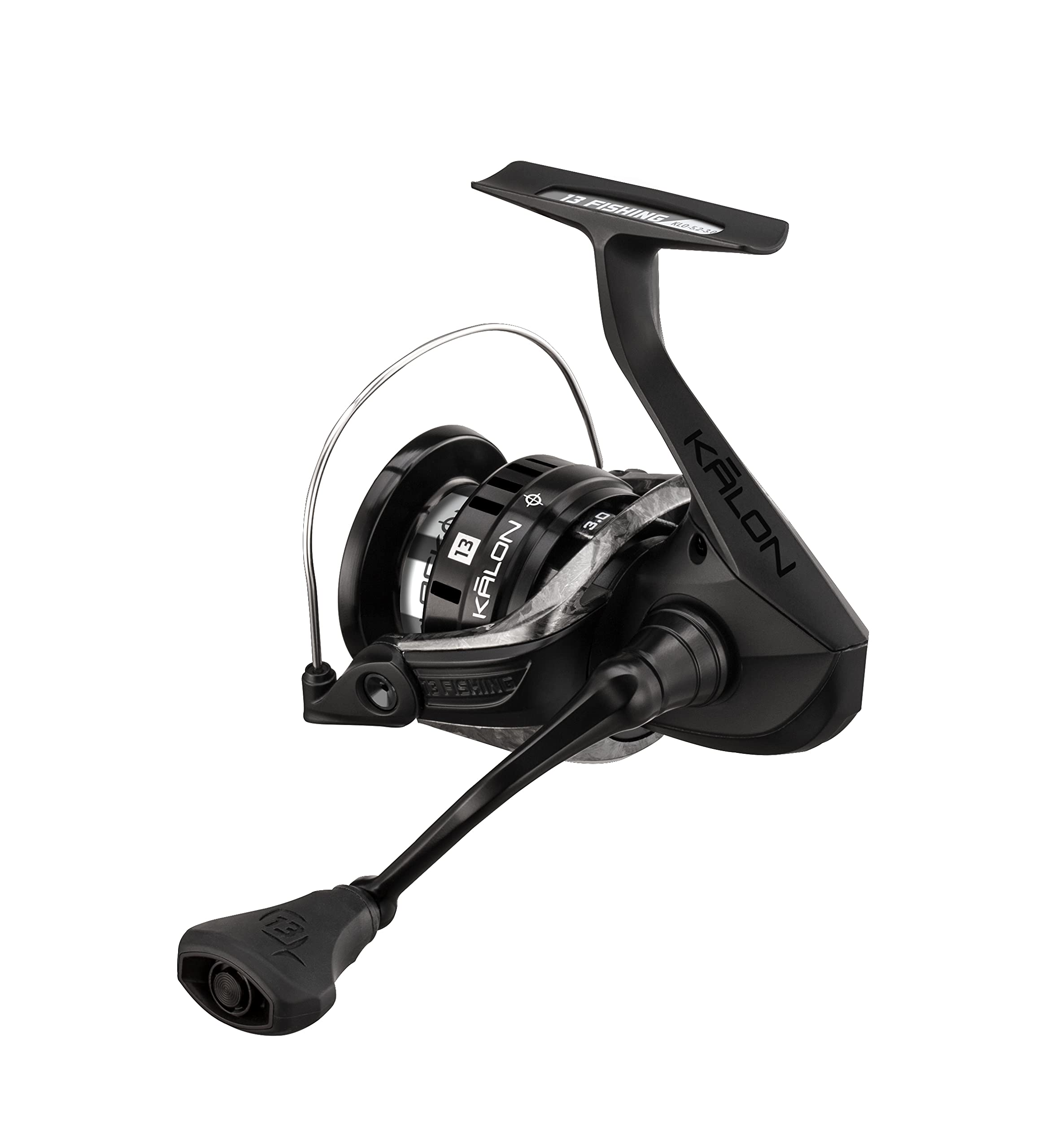 13 Fishing Kalon O Blackout handle close-up for smooth grip and precise control.
