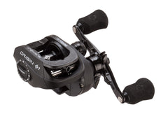 Origin O1 Blackout reel front view shows compact design with 18 lb drag for strong retrieves.