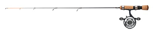 Custom Evolve cork handle provides comfortable grip during long ice fishing sessions.