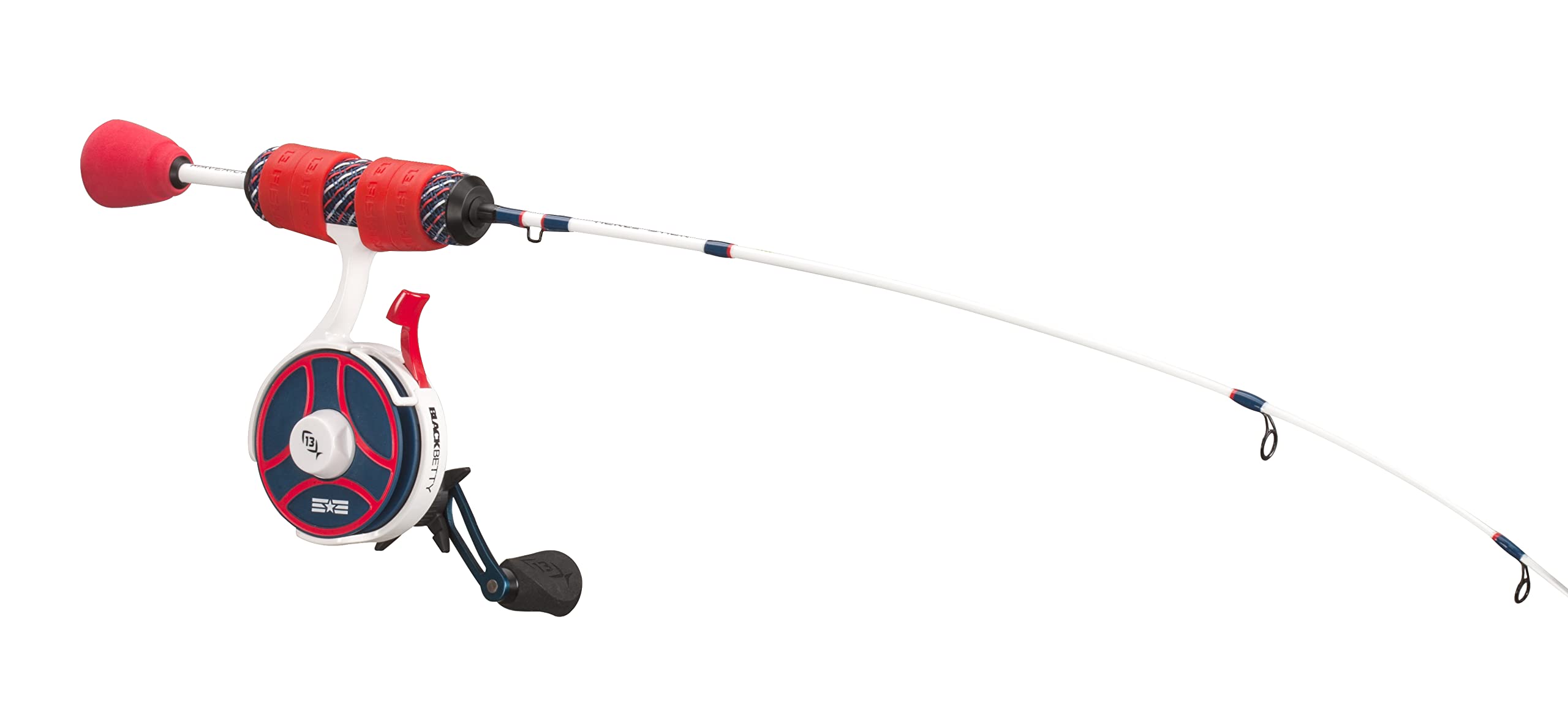 13 FISHING Tickle Stick ice rod highlighting rod action for quick follow-up casts