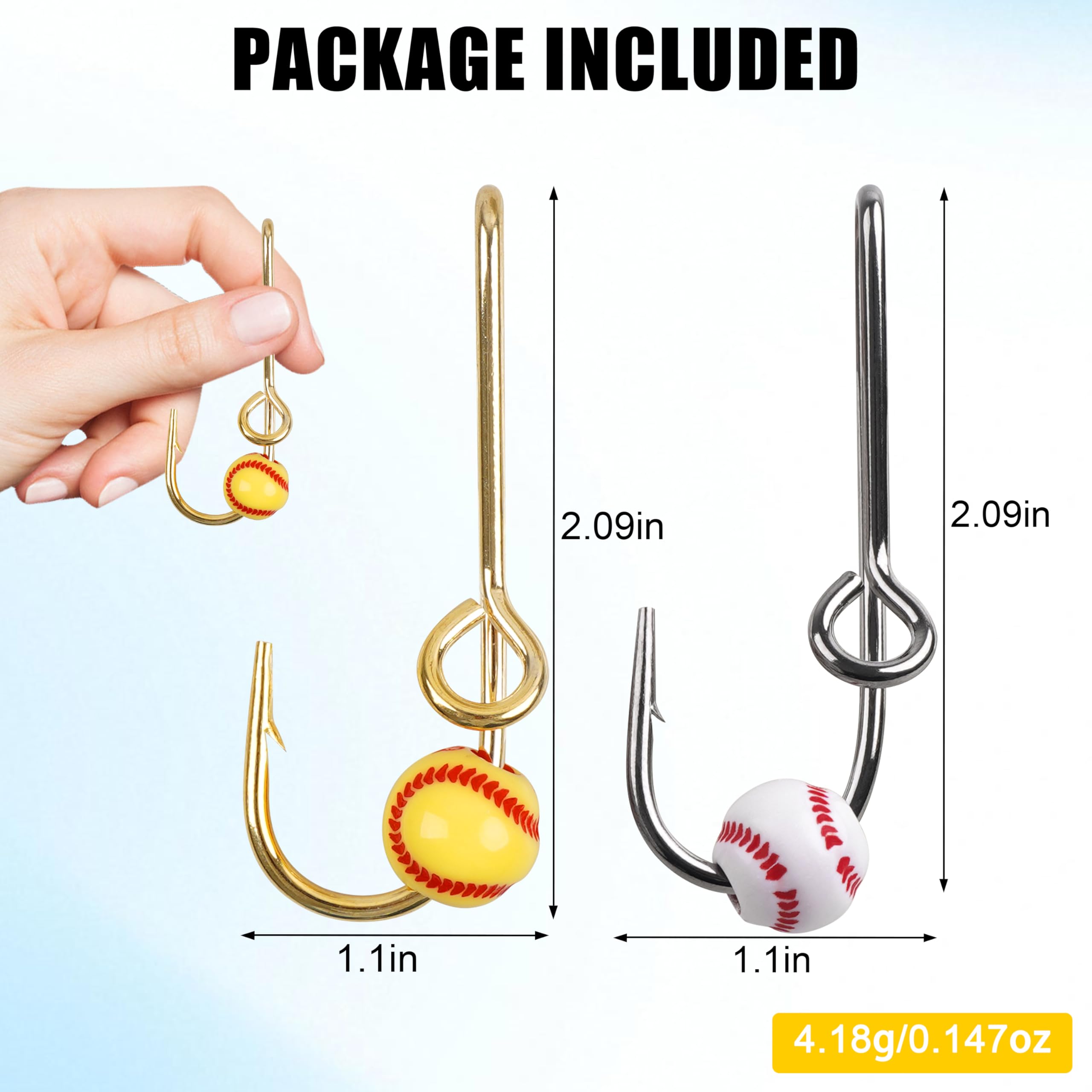 Set of 14 gold fishing hat hook clips