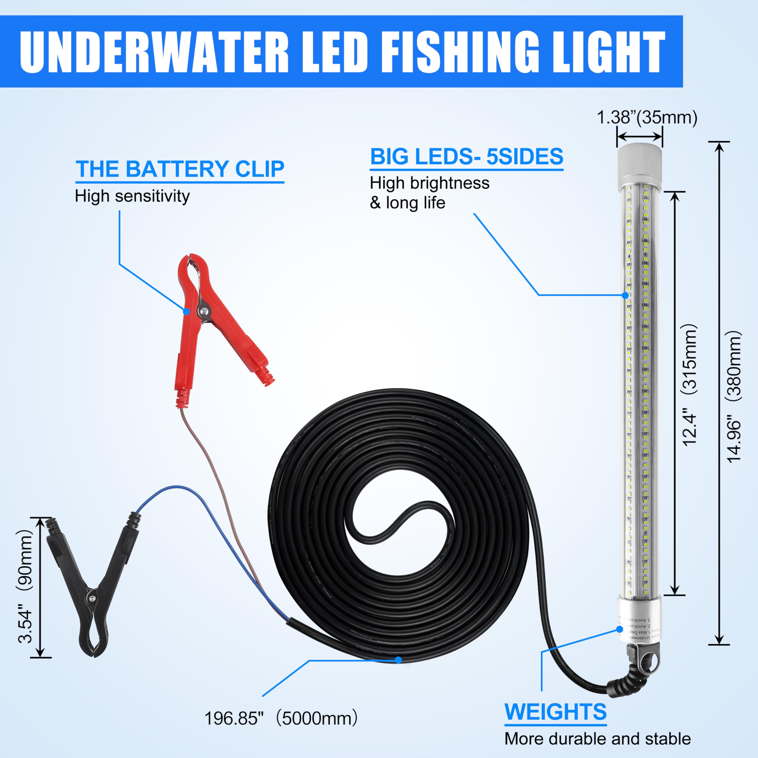 Power cord length 16.4 ft for underwater light