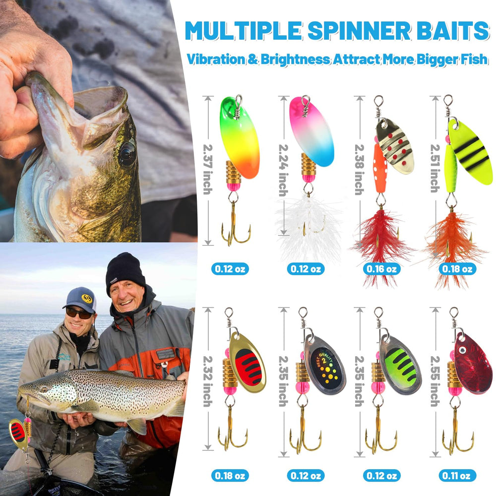 Assorted lure sizes (2.2-2.6 inches) and weights