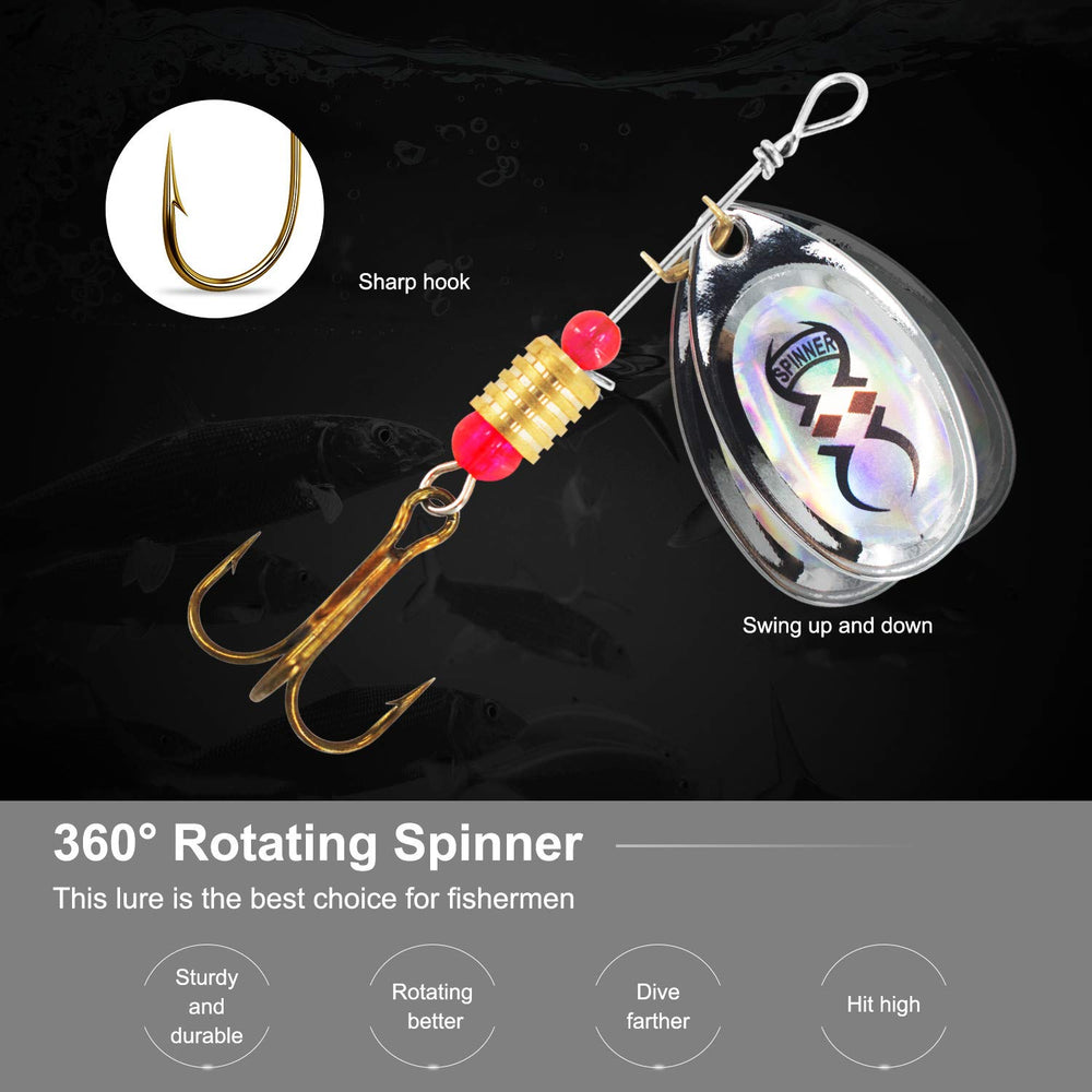Assorted fishing lures with sharp triple hooks