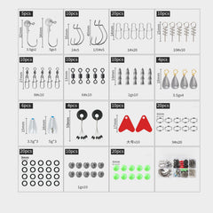 170-piece worm lure kit with assorted hooks, jigs, weights and more