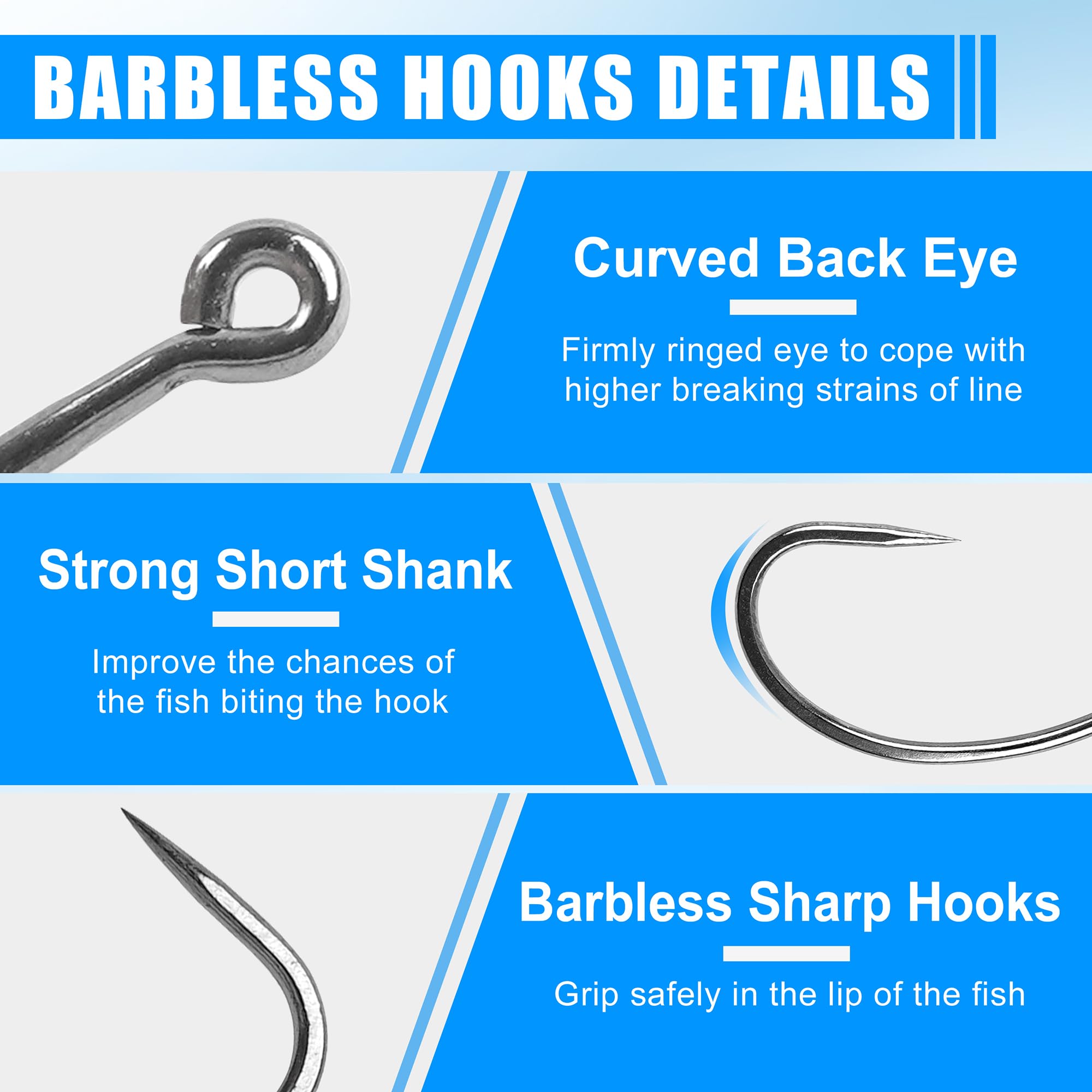 Crank and straight shank hooks for versatile fishing
