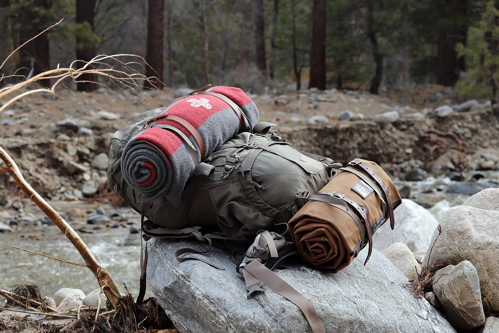 1844 Helko bedroll setup demonstrates quick field deployment for camping