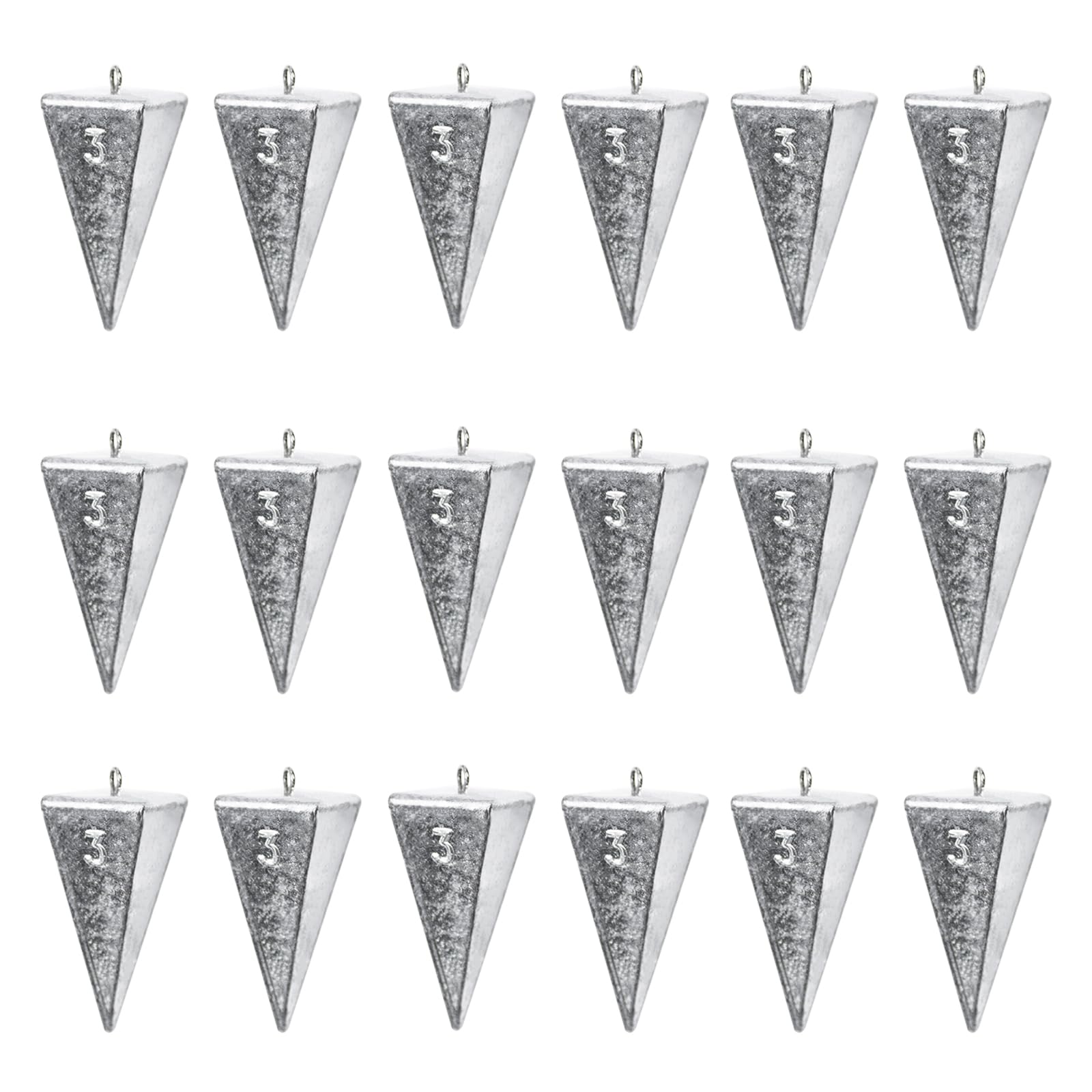18 pieces of 3oz pyramid fishing weights sinkers set