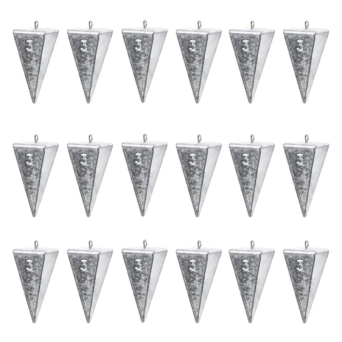 18 pieces of 3oz pyramid fishing weights sinkers set