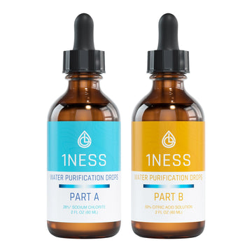 1NESS PRODUCTS chlorine dioxide kit with amber bottles protects contents from light