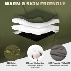 1TG Tactical sleeping bag diagonal zipper allows quick arm access.