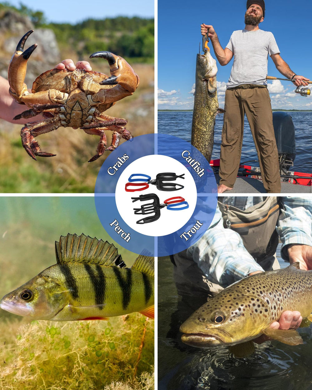 Using fish gripper to unhook or weigh a catch