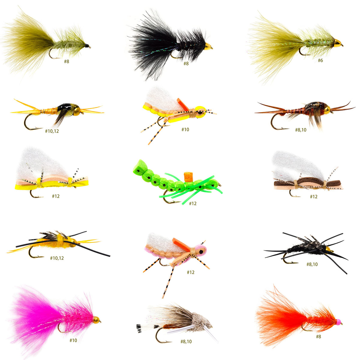 20-pack Woolly Bugger Streamer Assortment for Trout, Bass, and Pike with Gold Bead