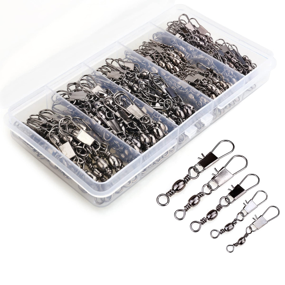 200-piece barrel snap swivel set in plastic box