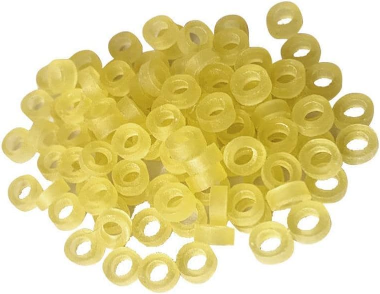 200 pieces yellow 2mm pellet bands for hair rigs – angle view 1