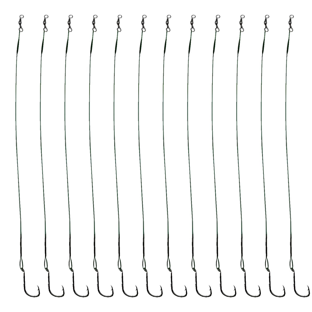 Offset fishing hooks design on durable bait holder rig with strong leader wire