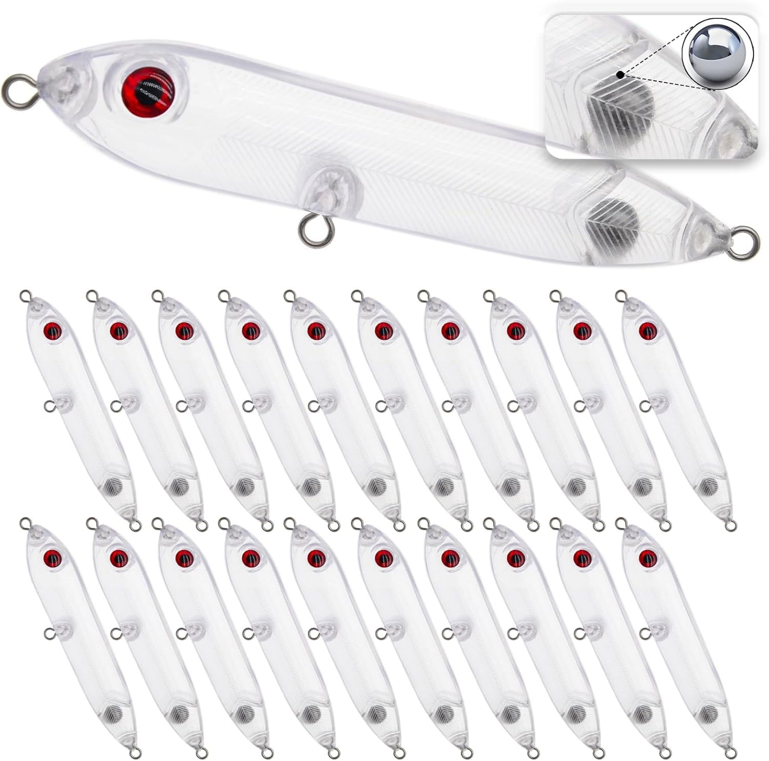 Unpainted crankbait blank with 3D eyes for DIY lure