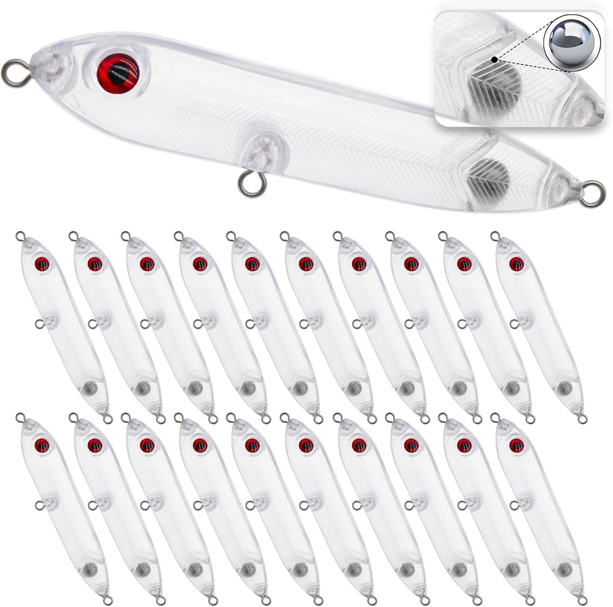 Unpainted crankbait blank with 3D eyes for DIY lure