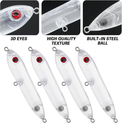 Lure blank showing built-in steel ball for bubbles and sound