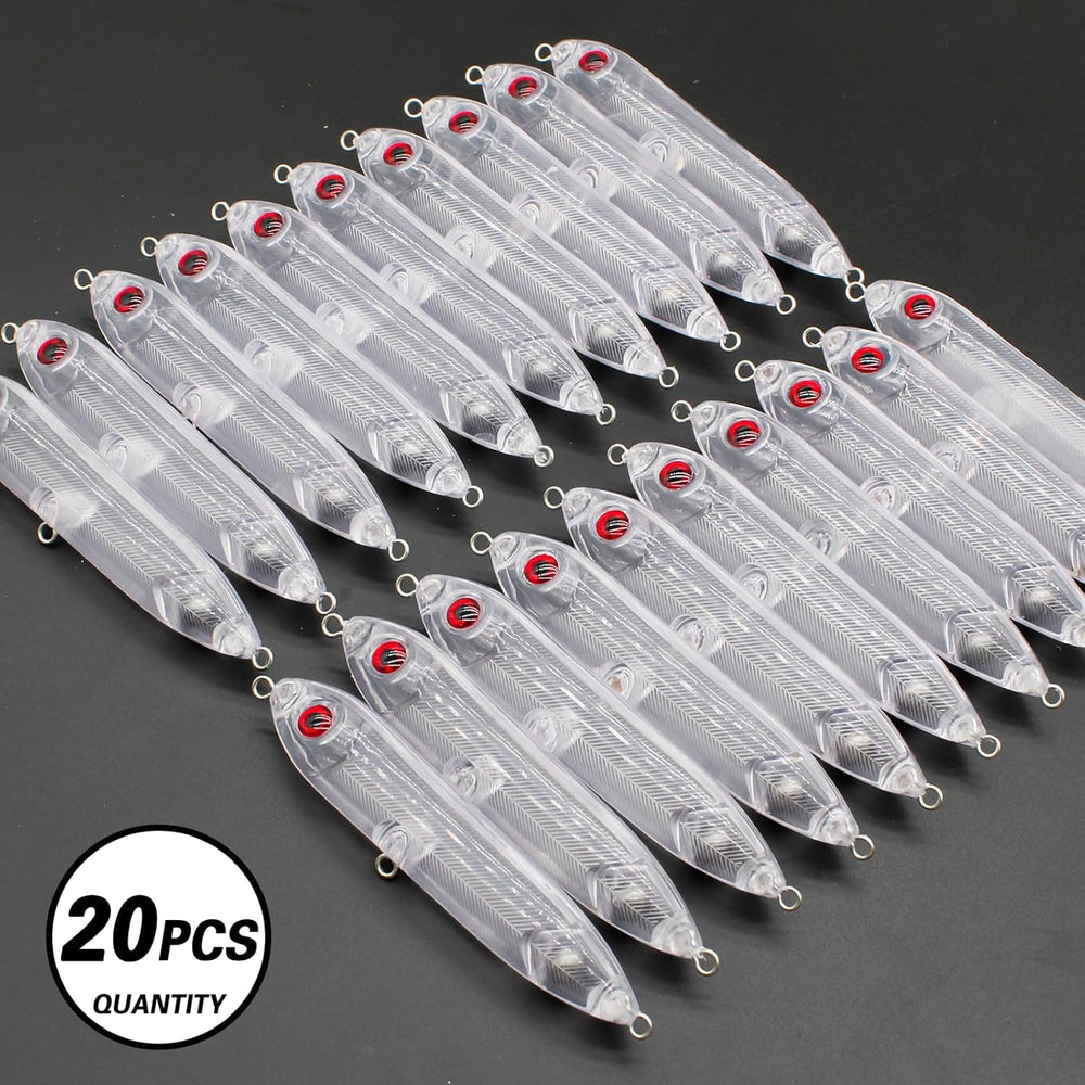 Packaged 20-piece fishing lure blank set