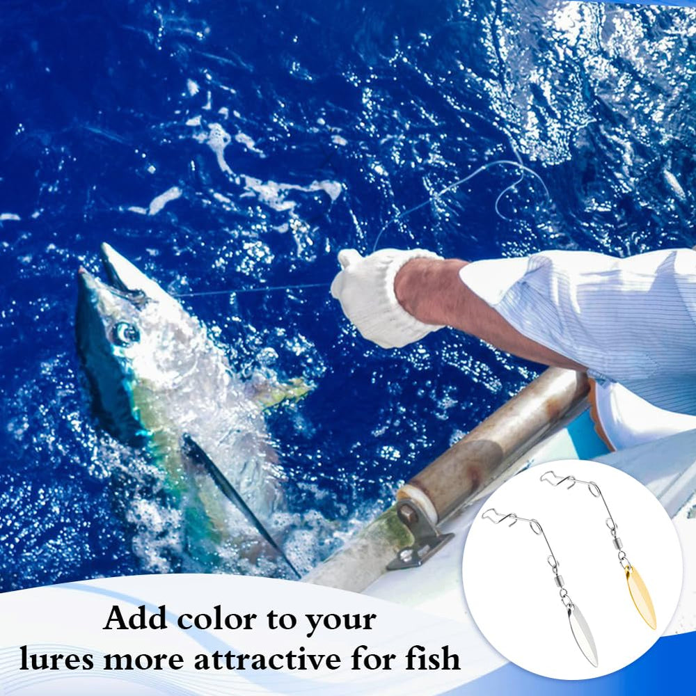 Spinner baits rotating freely in water to attract fish