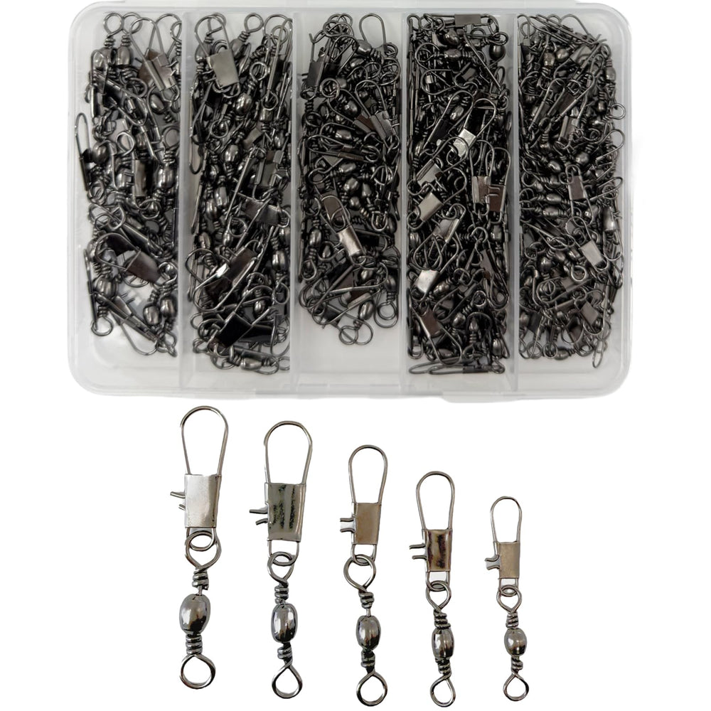 Front view of the 210pcs fishing swivels kit