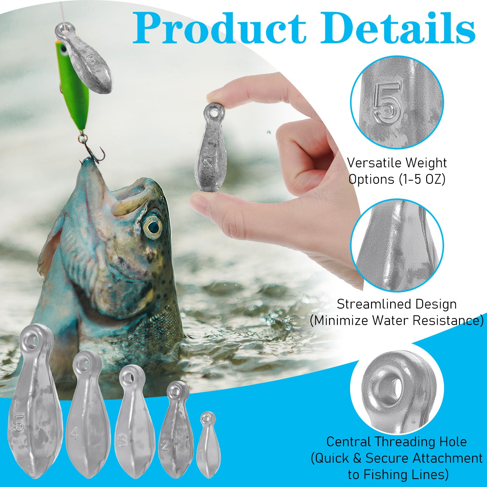 22pcs Pb Bank Sinkers Kit – 3oz weights
