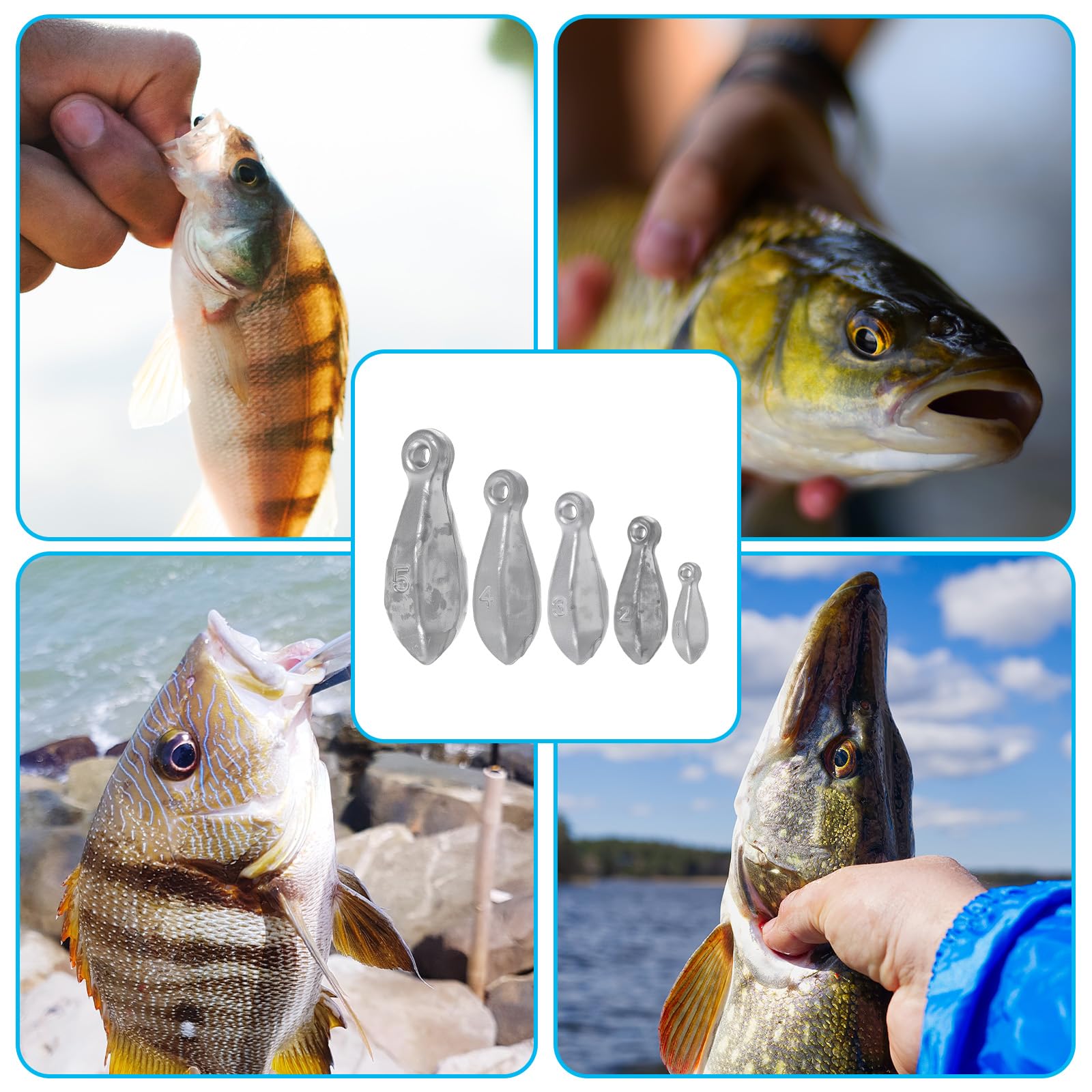 22pcs Pb Bank Sinkers Kit – 5oz weights