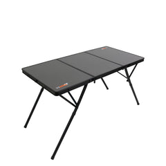 23ZERO Two-Fold camping table, closed side view with carry handle for portable setup.