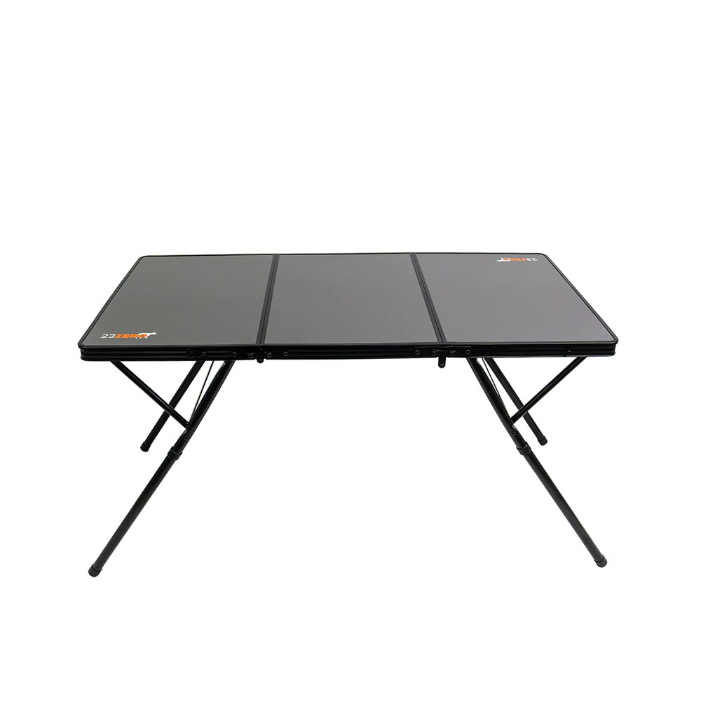23ZERO Two-Fold camping table open, spacious work surface ideal for cooking and prep.